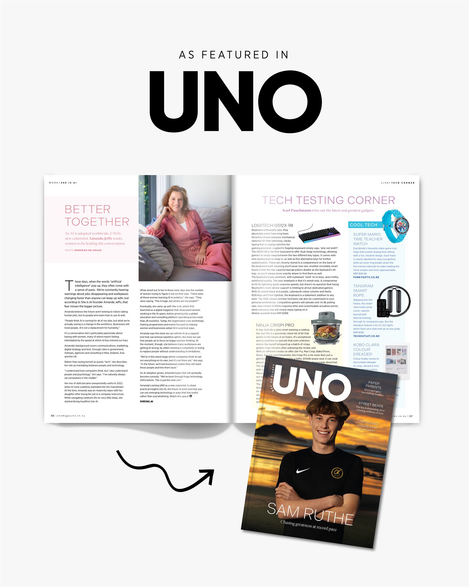 Amanda Jeffs featured as an AI columnist in UNO Magazine